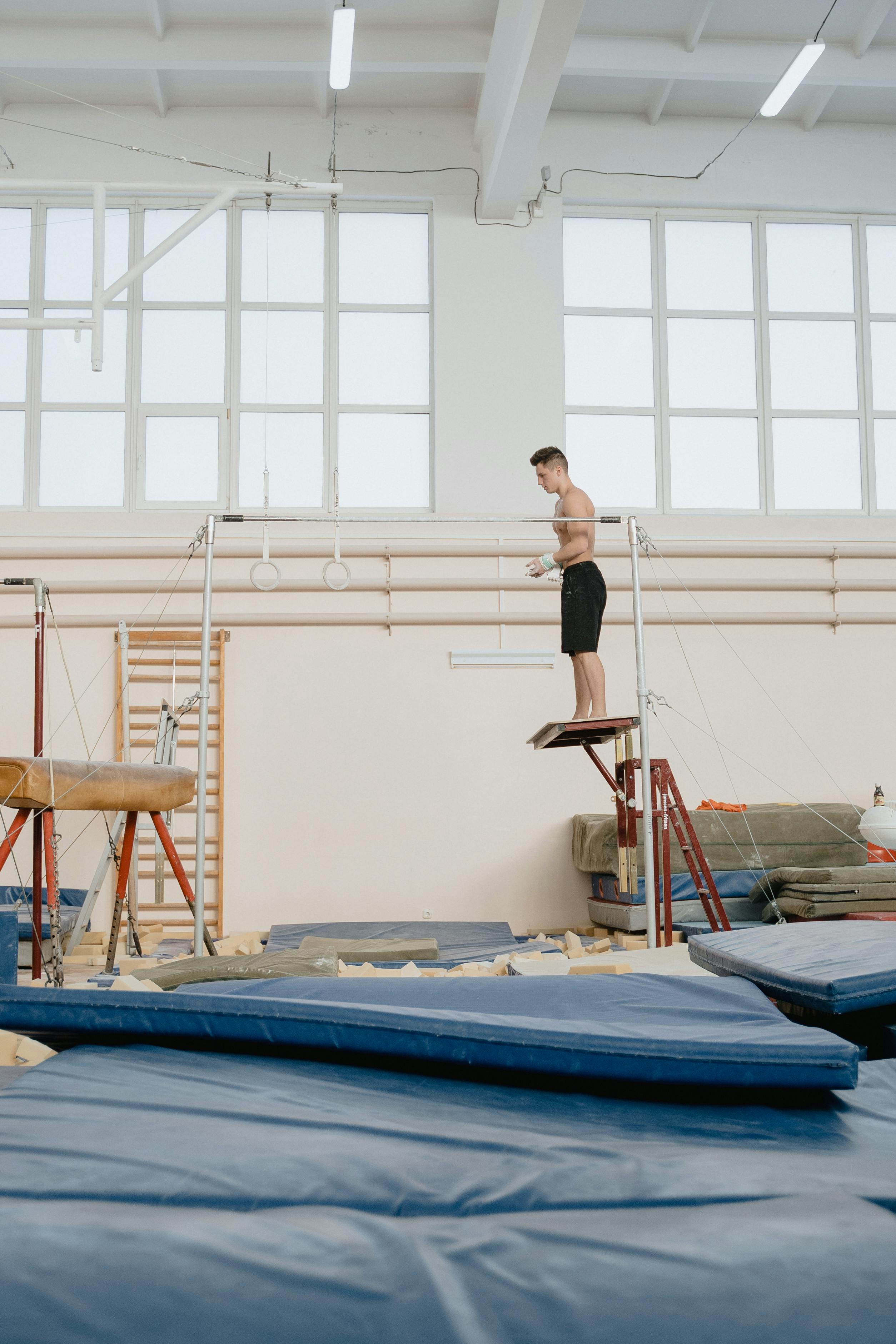 Advanced gymnastics training session